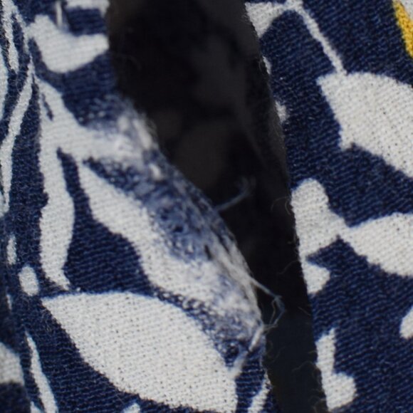 LOFT Navy Tropical Bird Print Ruffle Bright Blouse Summer Spring Lightweight - M - Picture 10 of 12